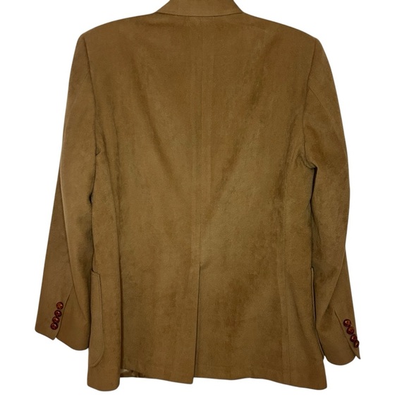 Vintage Tan Suede-Look Blazer Men’s Size 42 Classic Patch Pocket Jacket - Picture 5 of 12